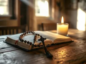 Starożytny kamienny ołtarz z rzeźbami zwierząt w mistycznym lesie, symbolizujący boskie formy w mitologii.