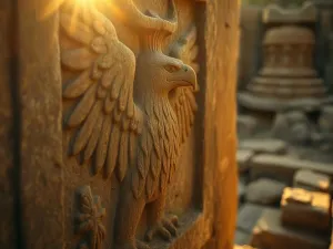 Ogród zen z grabionym piaskiem i mchem na tle zamglonych gór, symbolizujący spokój i harmonię taoistycznej filozofii.