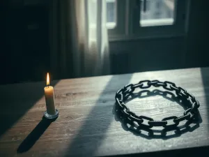 Świetliste, przezroczyste serce w promieniach porannego słońca, symbolizujące duchową czystość i wewnętrzny spokój.