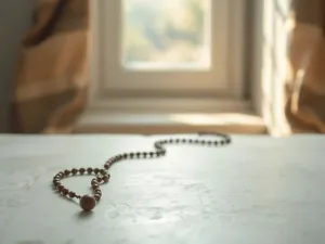Stara waga na drewnianym stole, symbolizująca zestawienie moralnej prawdy z ciężarem ziemskich dowodów w debacie o istnieniu Boga.